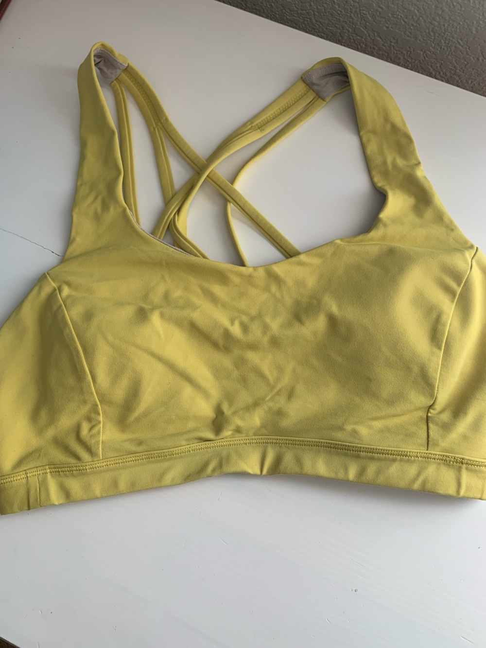 Lululemon Yellow Free To Be Serene Strappy Sports Bra size 8